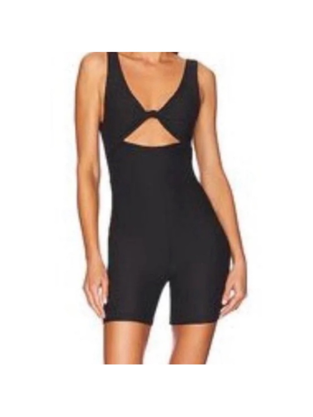 We Wore What Twist Cutout Romper in Black